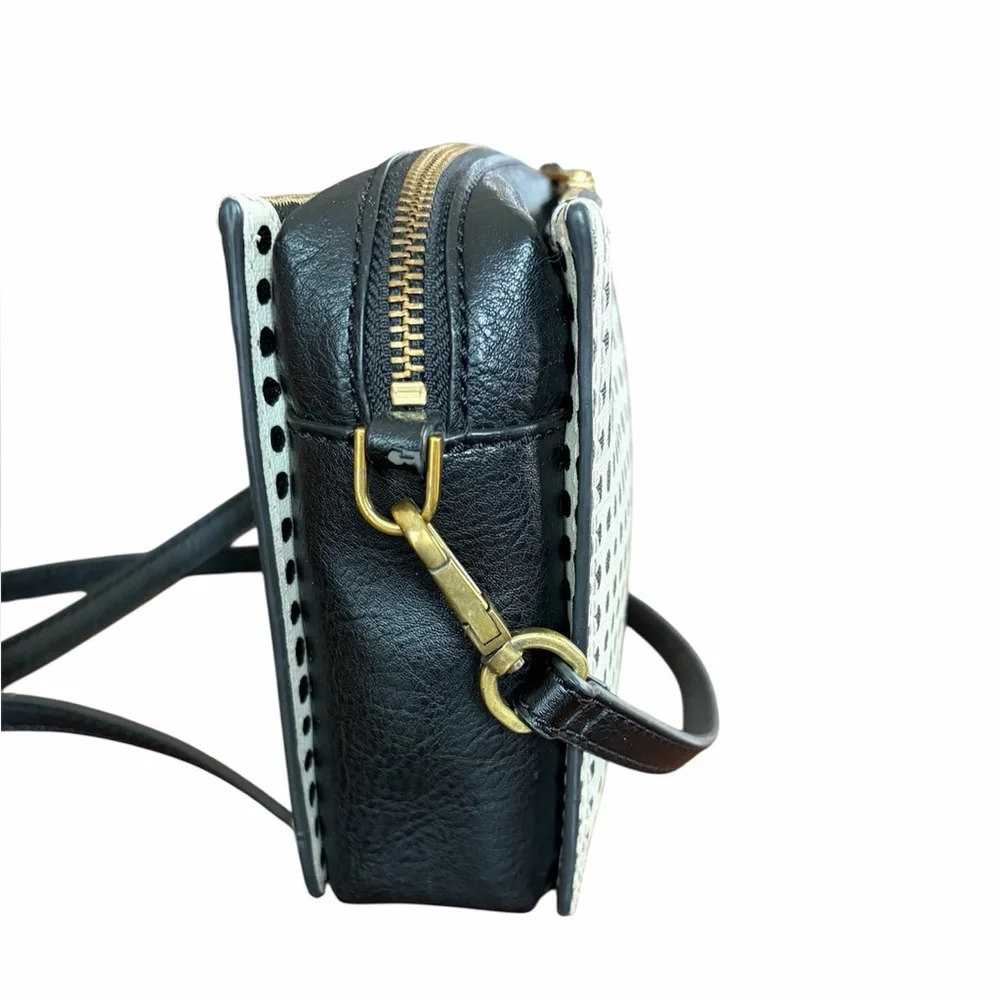 Fossil Black and White Woman’s Campbell Polka Dot Crossbody Bag